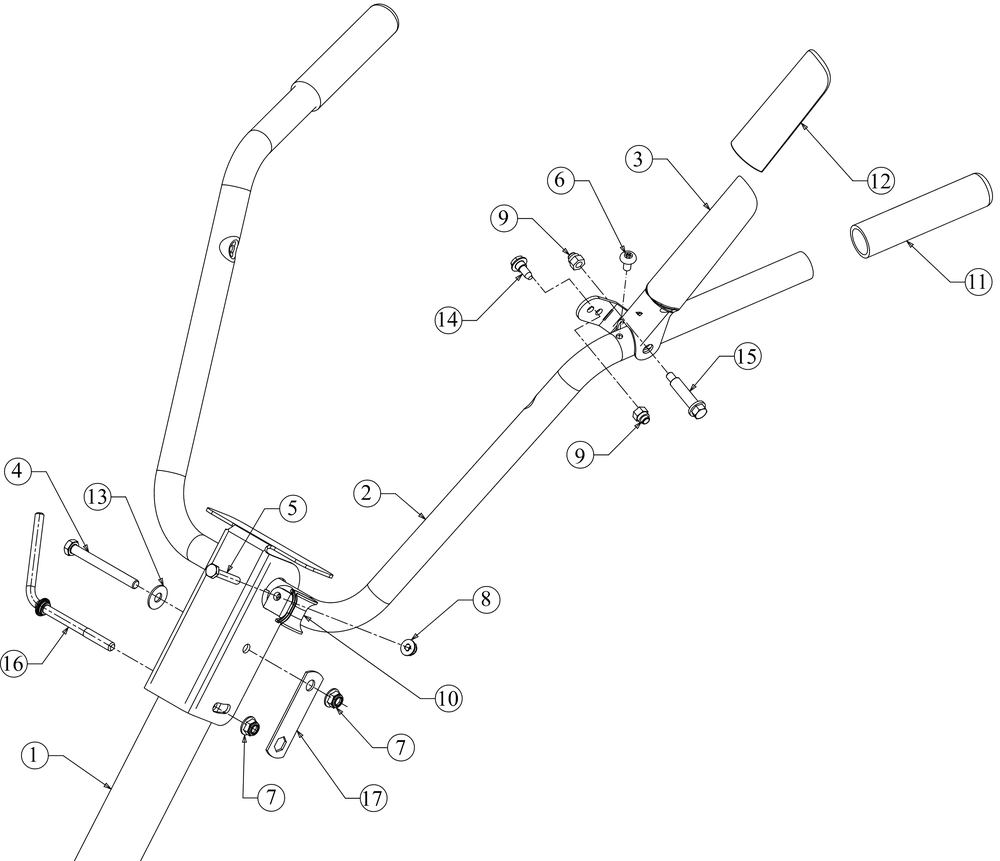 Handle Diagram and Parts List for FT24 (21B34M8710)(2019) Cub Cadet Tiller